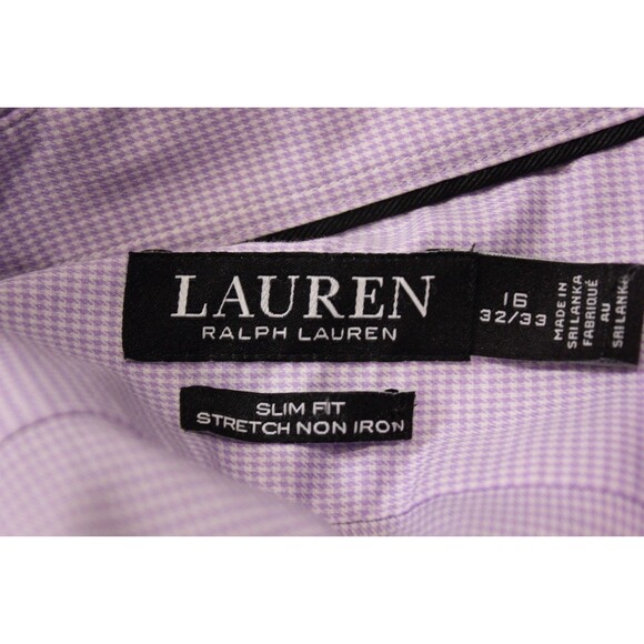 Lauren Ralph Lauren Shirt Black Label Men’s Purple Slim Fit Non Iron 16 32/33 - Picture 8 of 11